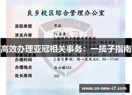 高效办理亚冠相关事务：一揽子指南